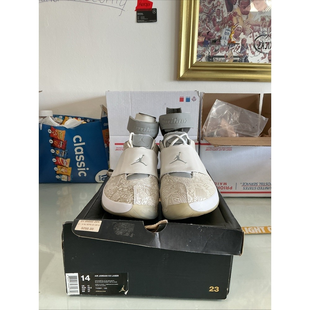 Jordan 20 Retro 30th Anniversary Laser White Silver 743991-100 Mens 14